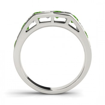 Diamond and Peridot Accented Wedding Band Platinum 1.20ct