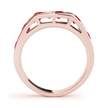 Diamond and Ruby Accented Wedding Band 14k Rose Gold 1.20ct