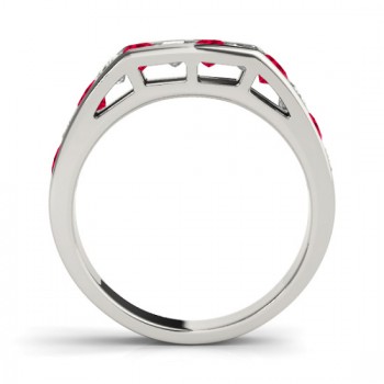 Diamond and Ruby Accented Wedding Band Platinum 1.20ct