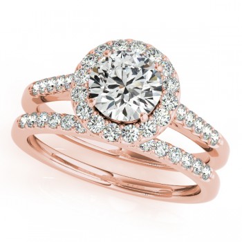 Halo Round Diamond Engagement Ring 14k Rose Gold (1.61ct)