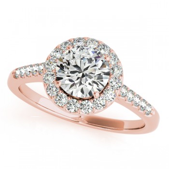 Halo Round Diamond Engagement Ring 14k Rose Gold (1.61ct)