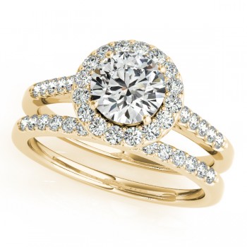 Halo Round Diamond Engagement Ring 14k Yellow Gold (1.61ct)