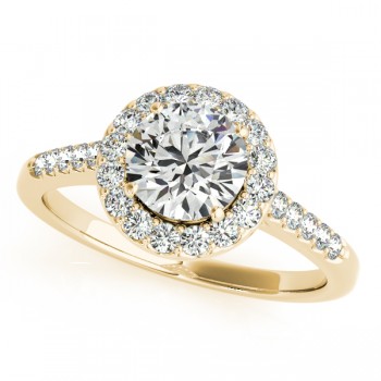 Halo Round Diamond Engagement Ring 14k Yellow Gold (1.61ct)