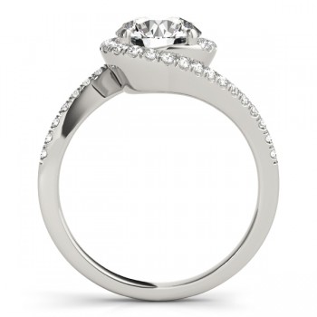 Lab Grown Diamond Halo Accented Engagement Ring Setting 18k White Gold 0.26ct