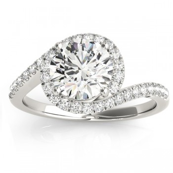 Lab Grown Diamond Halo Accented Engagement Ring Setting Platinum 0.26ct