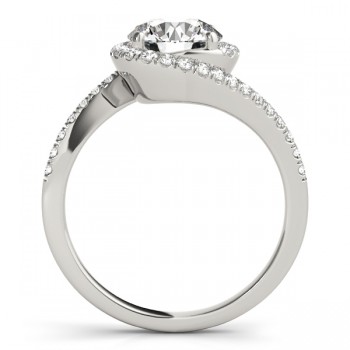 Diamond Halo Accented Engagement Ring Setting Platinum 0.26ct