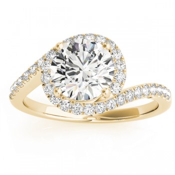 Diamond Halo Swirl Bridal Engagement Ring Set18k Yellow Gold 0.43ct