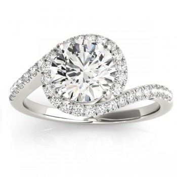 Lab Grown Diamond Halo Swirl Bridal Engagement Ring Set Palladium 0.43ct