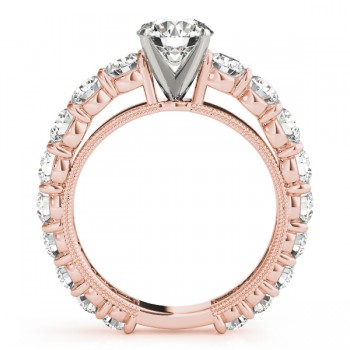 Luxury Diamond Eternity Engagement Ring Setting 14k Rose Gold 1.96ct