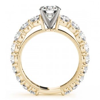 Luxury Diamond Eternity Engagement Ring Setting 14k Yellow Gold 1.96ct