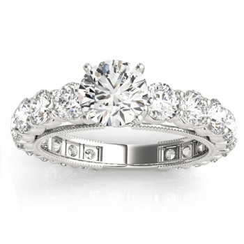 Luxury Diamond Eternity Bridal Ring Set 14k White Gold 4.57ct