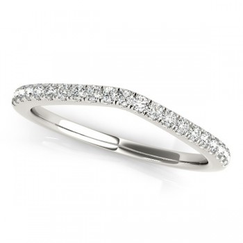 Diamond Contour Wedding Ring, Prong Set in 14k White Gold 0.21ct