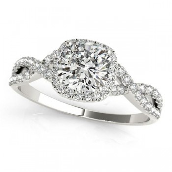 Twisted Cushion Moissanite Engagement Ring 14k White Gold (1.00ct)