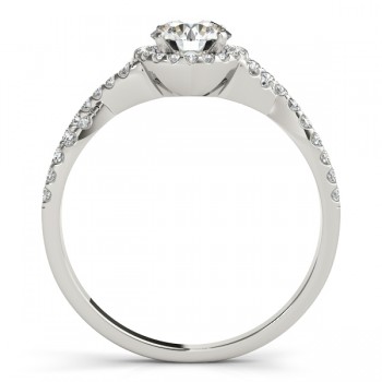 Twisted Oval Moissanite Engagement Ring 14k White Gold (0.50ct)