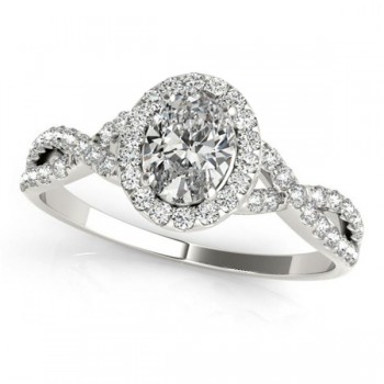 Twisted Oval Moissanite Engagement Ring 14k White Gold (1.50ct)