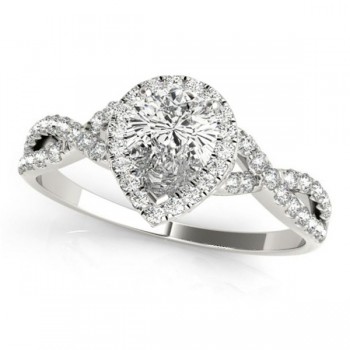 Twisted Pear Moissanite Engagement Ring 14k White Gold (1.50ct)
