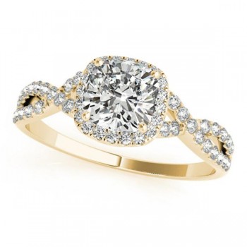 Twisted Cushion Moissanite Engagement Ring 14k Yellow Gold (1.50ct)