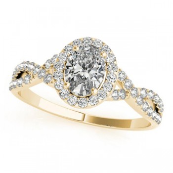 Twisted Oval Diamond Engagement Ring 14k Yellow Gold (1.00ct)