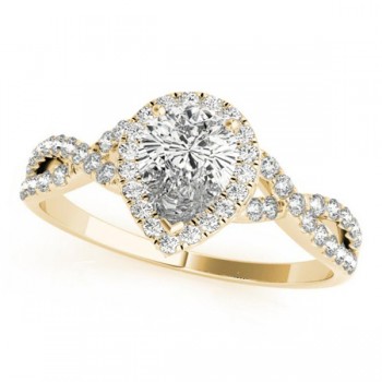 Twisted Pear Diamond Engagement Ring 14k Yellow Gold (1.50ct)