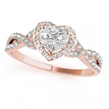 Twisted Heart Diamond Engagement Ring 18k Rose Gold (1.50ct)