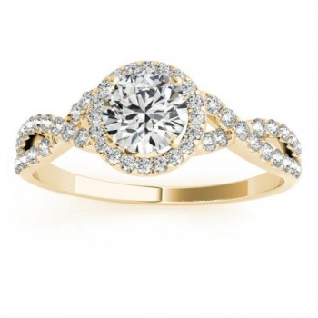 Twisted Infinity Halo Engagement Ring Setting 18k Yellow Gold (0.20ct)