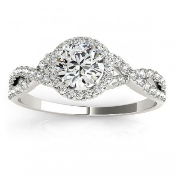 Twisted Lab Grown Diamond Infinity Halo Engagement Ring Setting 14k White Gold (0.20ct)