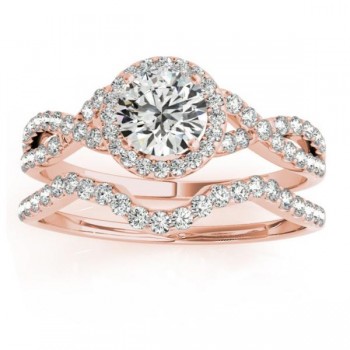 Twisted Infinity Engagement Ring Bridal Set 18k Rose Gold 0.27ct