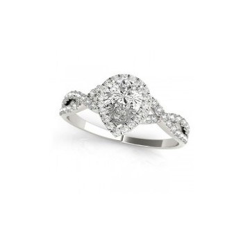Twisted Pear Diamond Engagement Ring Bridal Set 18k White Gold (1.07ct)