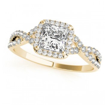 Twisted Princess Diamond Engagement Ring Bridal Set 18k Yellow Gold (1.07ct)
