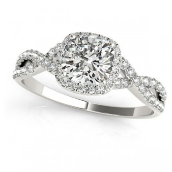Twisted Cushion Diamond Engagement Ring Bridal Set Platinum (1.57ct)