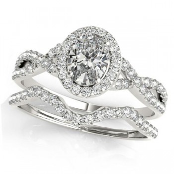 Twisted Oval Moissanite Bridal Sets Platinum (0.57ct)