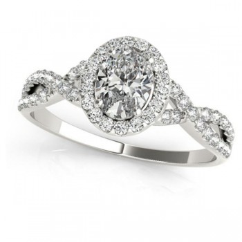 Twisted Oval Diamond Engagement Ring Bridal Set Platinum (1.57ct)