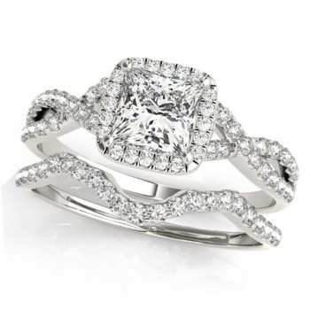 Twisted Princess Moissanite Bridal Sets Platinum (0.57ct)