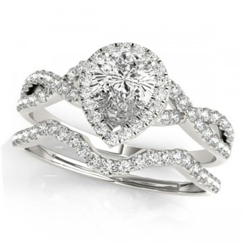 Twisted Pear Moissanite Bridal Sets Platinum (0.57ct)