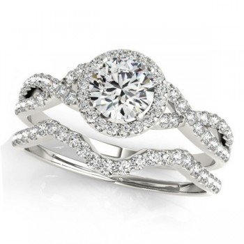 Twisted Round Moissanite Bridal Sets Platinum (0.57ct)