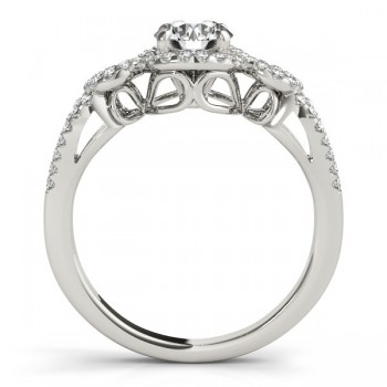 Twisted Shank Halo Diamond Engagement Ring Setting 14k W. Gold 0.35ct