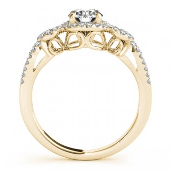 Twisted Shank Halo Diamond Engagement Ring Setting 14k Y. Gold 0.35ct