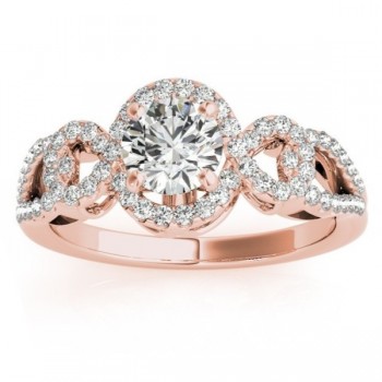 Diamond Engagement Ring Setting & Wedding Band 14k Rose Gold (0.50ct)