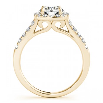Square Halo Round Diamond Engagement Ring 18k Yellow Gold (1.38ct)