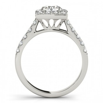 Diamond Halo Square Border Engagement Ring Platinum (3.05ct)