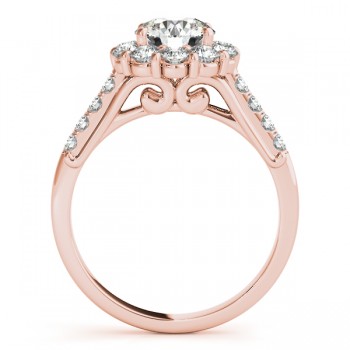 Floral Halo Round Diamond Engagement Ring 14k Rose Gold (1.82ct)