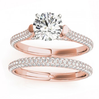 Diamond Accented Bridal Set Setting 14K Rose Gold (1.02ct)