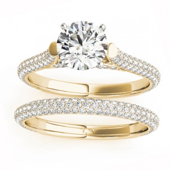 Diamond Accented Bridal Set Setting 14K Yellow Gold (1.02ct)