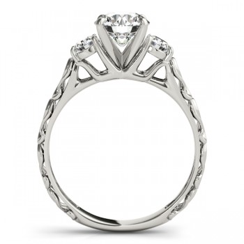 Vintage Heirloom Lab Diamond Three Stone Engagement Ring 14k White Gold (2.25ct)