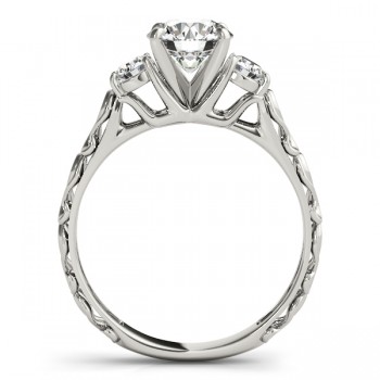 Vintage Heirloom Three Stone Engagement Ring 18k White Gold (2.25ct)