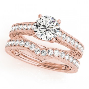 Vintage Diamond Engagement Ring Bridal Set 18k Rose Gold (2.50ct)