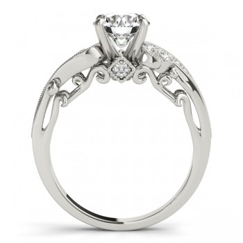 Vintage Swirl Diamond Engagement Ring 14k White Gold (2.20ct)