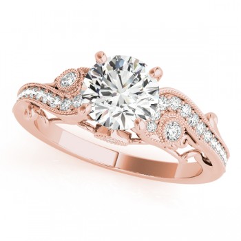 Vintage Swirl Diamond Engagement Ring Bridal Set 14k Rose Gold 2.25ct