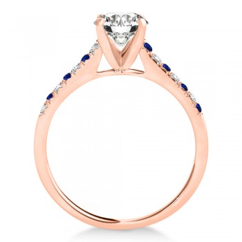 Diamond & Blue Sapphire Single Row Engagement Ring 14k Rose Gold (0.11ct)