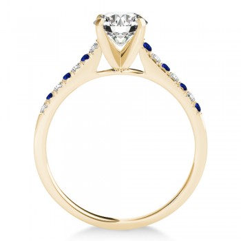 Diamond & Blue Sapphire Single Row Engagement Ring 14k Yellow Gold (0.11ct)